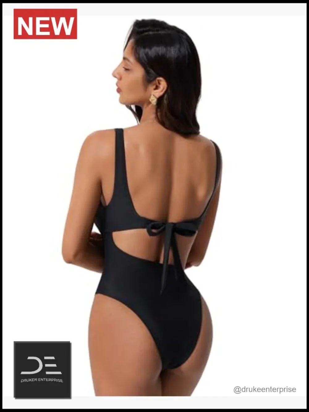 Tummy Control One Piece Swimsuit Cutout Backless Monokini Bathing Suit Side